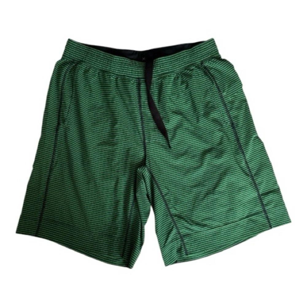Lululemon Athletica Green Striped Athletic Shorts
